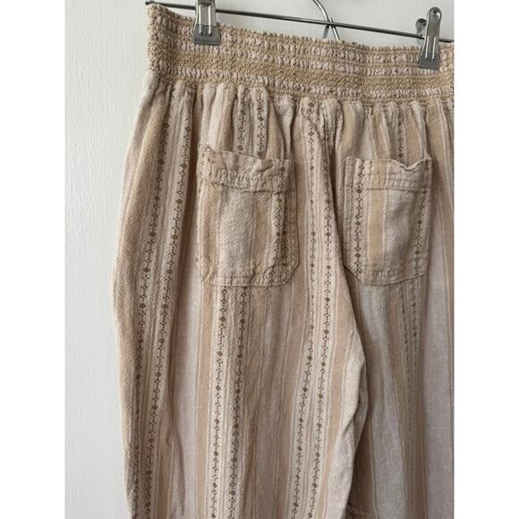 Briggs New York Khaki Brown Linen Blend Striped Wide Leg Pants Size Small - Picture 6 of 10